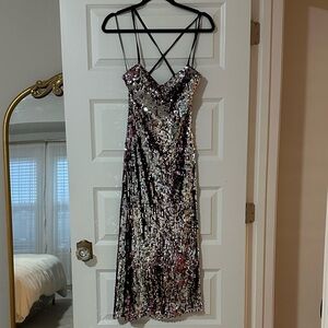 Dress the Population Multicolor Sequin Backless Dress Large